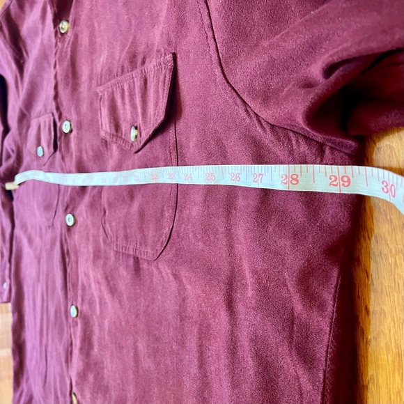 Knightsbridge Burgundy Red Men’s Two Pocket Dress Shirt Polyester Faux Suede 2XL - Picture 7 of 10